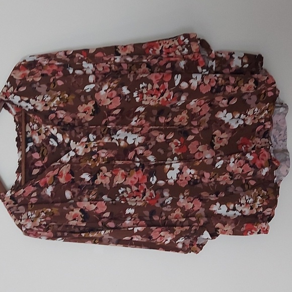 Torrid Rayon Twill Peasant Blouse Brown/Floral  Size 3X - Picture 4 of 9
